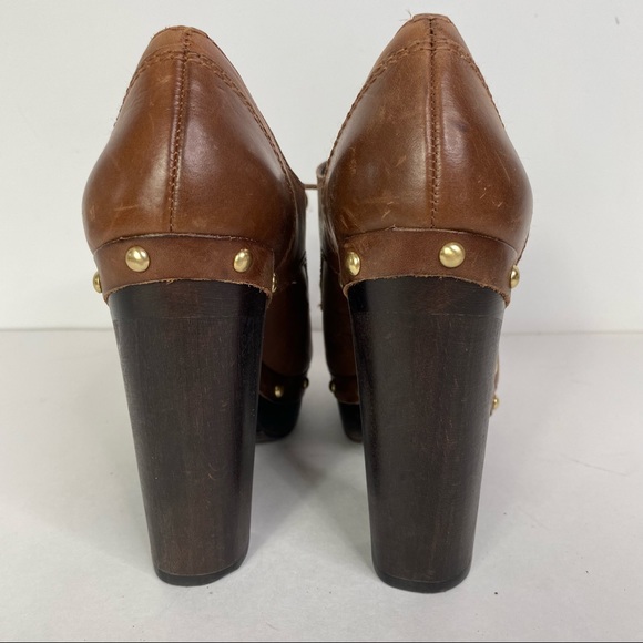 Vince Camuto Canasta Clog Booties Brown Leather Studded Lace Up Boho Hippie 5.5 - Picture 6 of 13